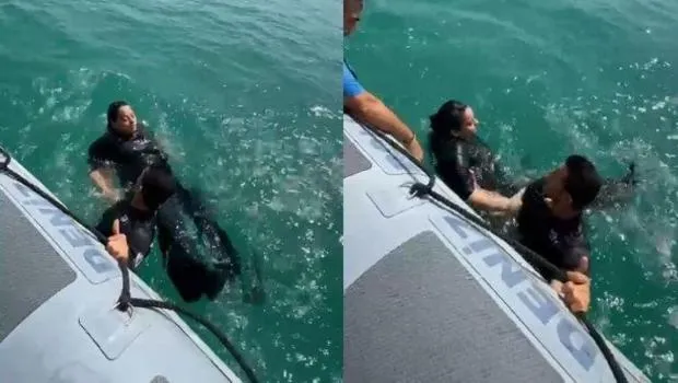 Gölü izlerken suya düştü, ölümden kıl payı kurtuldu